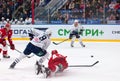 A. Kudinov (44) fall down on ice