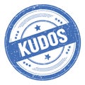 KUDOS text on blue round grungy stamp