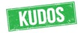 KUDOS text on green grungy rectangle stamp