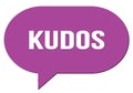 KUDOS text written in a violet speech bubble