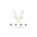 Kudu line art logo design vector