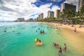 Kuhio Beach boogie boarding Royalty Free Stock Photo