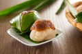 Kuih Pulut inti, traditional Malaysian Nyonya sweet dessert. It is made of steamed glutinous rice with coconut milk and eaten with Royalty Free Stock Photo