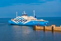 Kuivatsu, Estonia, July 1, 2022: Cars on a ferry to saaremaa in