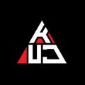 KUJ triangle letter logo design with triangle shape. KUJ triangle logo design monogram. KUJ triangle vector logo template with red Royalty Free Stock Photo