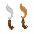 Kujang indonesian traditional weapon icon flat illustration vector