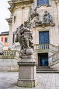 Kuks, Czech republic - May 15, 2021. Statue of religion - Statue of an angel with symbols of the Old and New Testaments