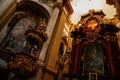 Kuks, East Bohemia, Czech Republic, 10 July 2021: Baroque castle and hospital Kuks, Decorative historic interior of Church of the