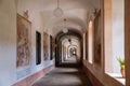 Kuks, East Bohemia, Czech Republic, 10 July 2021: Baroque castle and hospital Kuks, historic interior of old museum, Corridor with