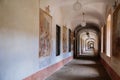 Kuks, East Bohemia, Czech Republic, 10 July 2021: Baroque castle and hospital Kuks, historic interior of old museum, Corridor with