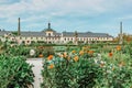 Kuks Hospital and garden in East Bohemia,Czech republic, with Holy Trinity Church.Pearl of Baroque.Used to be highly popular