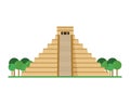 Kukulcan Temple, Chichen Itza Mexico. Isolated on white background vector illustration Royalty Free Stock Photo