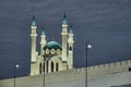 Kul-Sharif Mosque behind fortress wall of Kazan Kremlin, Russia. Royalty Free Stock Photo