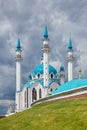 Kul Sharif mosque in Kazan Kremlin. Beautiful white mosque with blue domes. Historical, cultural, religious and tourist attraction