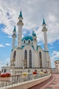 Kul Sharif mosque in Kazan Kremlin. Beautiful white mosque with blue domes. Historical, cultural, religious and tourist attraction