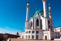 The Kul Sharif mosque in Kazan Kremlin at sunset. View from the Manezh building.The Kul Sharif Mosque is a one of the largest mosq Royalty Free Stock Photo