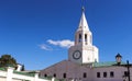 The Kul Sharif mosque in Kazan Kremlin at sunset. View from the Manezh building.The Kul Sharif Mosque is a one of the largest mosq Royalty Free Stock Photo