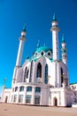 The Kul Sharif mosque in Kazan Kremlin at sunset. View from the Manezh building.The Kul Sharif Mosque is a one of the largest mosq Royalty Free Stock Photo