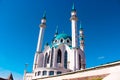 The Kul Sharif mosque in Kazan Kremlin at sunset. View from the Manezh building.The Kul Sharif Mosque is a one of the largest mosq Royalty Free Stock Photo