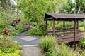 Kula Botanical Garden. Maui. Hawaii. Covered bridge. Tropical landscape.