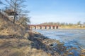 Kuldiga bridge and river at Latvia. 2018