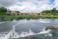 Kuldiga bridge and river at Latvia summer. 2017 Royalty Free Stock Photo