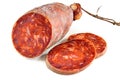 Kulen. Croatian spicy sausage isolated on white background Royalty Free Stock Photo