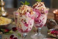 kulfi falooda Ice cream with dry fruits in glass, Generative AI Royalty Free Stock Photo