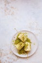 Kulfi, Indian ice cream garnished with pistachios