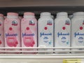 KULIM,MALAYSIA - MARCH 13TH,2020 : Close up view of Johnson's baby powder packages on the supermarket shelf