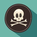 Kull and bones / Jolly Roger - pirate icon, black label, app design element, illustration, flat Royalty Free Stock Photo