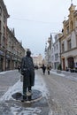 Kullassepa street and Jaan Kross statue in Tallinn Royalty Free Stock Photo