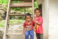 Kullu, Himachal Pradesh, India - August 06, 2018 : Photo of himachali children near their house in Himalayas Royalty Free Stock Photo