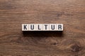 Kultur - culture on german language - word concept on building blocks, text Royalty Free Stock Photo