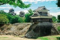 Kumamoto Castle is located in Kumamoto Prefecture, Japan. At this time, this castle was in damage from the earthquake disaster. In Royalty Free Stock Photo