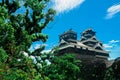 Kumamoto Castle is located in Kumamoto Prefecture, Japan. At this time, this castle was in damage from the earthquake disaster. In Royalty Free Stock Photo