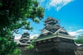 Kumamoto Castle is located in Kumamoto Prefecture, Japan. At this time, this castle was in damage from the earthquake disaster. In Royalty Free Stock Photo