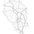 Kumamoto city map Japan - town streets on the plan. Monochrome line map of the scheme of road. Vector