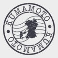 Kumamoto, Japan Stamp Postal. A Map Silhouette Seal. Passport Round Design. Vector Icon Design Retro Travel.