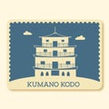 Kumano Kodo Stamp Or Poster Design In Blue And Beige