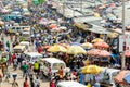 Unidentified Ghanaian people buy and sell goods at the Kumasi m Royalty Free Stock Photo