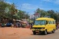 Crowded African Road with Local Ghana People in Kumasi city