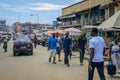 Crowded African Road with Local Ghana People in Kumasi city