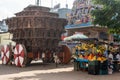 A wooden temple chariot in Kumbakonam