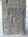 Ornate carvings on a pillar at the ancient Airateswara temple in the UNESCO heritage site of