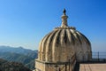 Kumbhalgarh dome and view of mountains/valley.