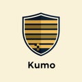 Kumo Logo - Shield Emblem with Horizontal Stripes for Security and Protection Royalty Free Stock Photo