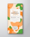 Kumquat Chocolate Label. Abstract Shapes Vector Packaging Design Layout with Realistic Shadows. Modern Typography, Hand