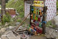 KUMRAT VALLEY, KPK, Pakistan - June, 11, 2022: Local shops selling drinks and juices are placed to chill by natural cold water in