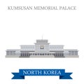 Kumsusan Memorial Palace Pyongyang North Korea vector flat Royalty Free Stock Photo